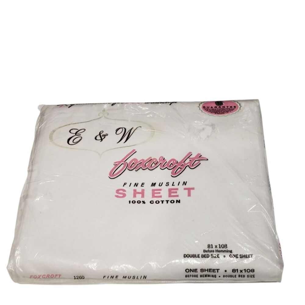 NEW Vintage E&W Ely & Walker Foxcroft Fine Muslin 100% Cotton Double Bed Sheet